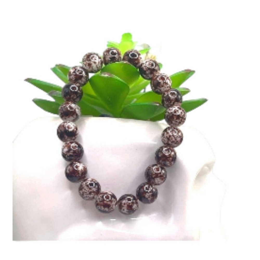 Beaded Black Bracelet Elastic Natural Tourmaline Gemstone